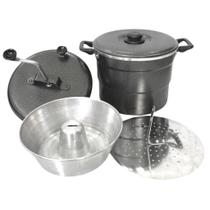 Cuscuzeiro 5 em 1 Panela Multiuso Pipoqueira Caçarola Faz Pudim No Banho Maria 5 Litros Alumínio JR Caldeirão Cuscuzeiro 5 em 1 Panela Multiuso Pipoqueira Caçarola Faz Pudim No Banho Maria 5 Litros Alumínio JR Caldeirão