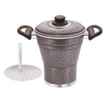 Cuscuzeiro Aluminio Pintado Cinza Craquelado MP Aluminio Cuscuzeiro Aluminio Pintado Cinza Craquelado MP Aluminio