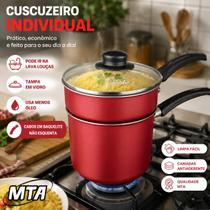 Cuscuzeiro Antiaderente 12cm 1,1L Alumínio com Tampa de Vidro e Cabo Antitérmico Cuscuzeiro Antiaderente 12cm 1,1L Alumínio com Tampa de Vidro e Cabo Antitérmico