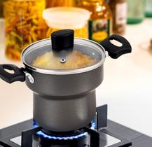 Cuscuzeiro Antiaderente Com Tampa de Vidro - Cinza Cuscuzeiro Antiaderente Com Tampa de Vidro - Cinza