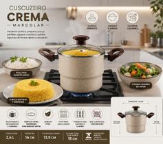Cuscuzeiro Crema 16 cm 2,6 Litros Tampa de Vidro Cuscuzeiro Crema 16 cm 2,6 Litros Tampa de Vidro