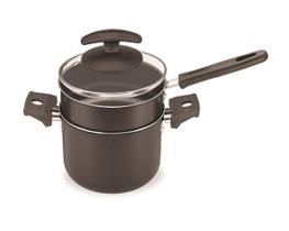 Cuscuzeiro e Caldeirão Fortaleza 12 cm com Tampa de Vidro Black Cuscuzeiro e Caldeirão Fortaleza 12 cm com Tampa de Vidro Black