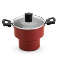 Cuscuzeiro Enjoy 18 Antiaderente Vermelho com Tampa de Vidro Cuscuzeiro Enjoy 18 Antiaderente Vermelho com Tampa de Vidro