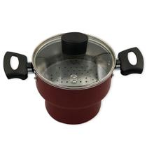 Cuscuzeiro Enjoy Antiaderente 14cm Vermelho com Tampa de Vidro Qualidade e praticidade para sua cozinha Cuscuzeiro Enjoy Antiaderente 14cm Vermelho com Tampa de Vidro Qualidade e praticidade para sua cozinha