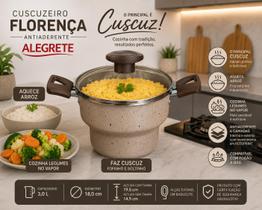 Cuscuzeiro Florenca18 Antiaderente Bege com Tampa De Vidro