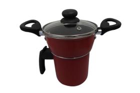 Cuscuzeiro Indívidual C/Tampa De Vidro - Vermelho 0.277 Dona Chefa