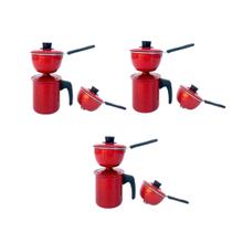 Cuscuzeiro Individual vermelho para duas pessoas 3 unidades Cuscuzeiro Individual vermelho para duas pessoas 3 unidades