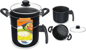 Cuscuzeiro inidividual preto 14 c/ tampa de vidro dona chefa