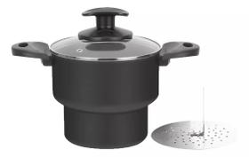 Cuscuzeiro longuilar destak n.16 anti aderente tampa vidro preto Cuscuzeiro longuilar destak n.16 anti aderente tampa vidro preto