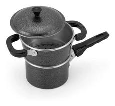 Cuscuzeiro Mini Pequeno Preto Craquelado Alumínio Nacional 12cm / 1 litro Cuscuzeiro Mini Pequeno Preto Craquelado Alumínio Nacional 12cm / 1 litro