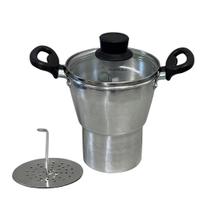 Cuscuzeiro Nº12 Mini Panela Para Cuscuz Pequeno Individual Nordestino Nº12 em alumínio Polido Tampa de Vidro