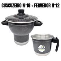 Cuscuzeiro Nordestino Alumínio Craqueado nº18 4 Porções Fervedor nº12 1 Litro Cuscuzeiro Nordestino Alumínio Craqueado nº18 4 Porções Fervedor nº12 1 Litro