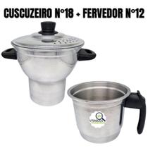 Cuscuzeiro Nordestino Alumínio Polido nº18 4 Porções Fervedor nº12 1 Litro - Aluminio AMJ Cuscuzeiro Nordestino Alumínio Polido nº18 4 Porções Fervedor nº12 1 Litro - Aluminio AMJ