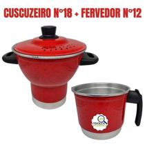 Cuscuzeiro Nordestino Alumínio Vermelho nº18 4 Porções Fervedor nº12 1 Litro Cuscuzeiro Nordestino Alumínio Vermelho nº18 4 Porções Fervedor nº12 1 Litro