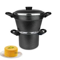 Cuscuzeiro Nordestino Duplo com Tampa e Caneco Fervedor Faz Cuscuz Legumes e Banho Maria