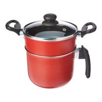 Cuscuzeiro Panela para Cuscuz 14cm serve 4 Pessoas Alumínio Antiaderente Tampa de Vidro Dona Chefa Cuscuzeiro Panela para Cuscuz 14cm serve 4 Pessoas Alumínio Antiaderente Tampa de Vidro Dona Chefa