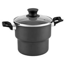 Cuscuzeiro Panelux 2,4L Preto Cuscuz Nordestino Legumes No Vapor Com Tampa De Vidro