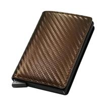 Custom Carbon Fiber Leather Card Holder, Rfid Black Wallet, presente personalizado para homens