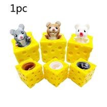 Cute Marmot Cheese Block Squeeze Toy Vent Stress-aliviando o rato de brinquedo Assustador Pinch Descompressão Brinquedo Decor Gifts para Crianças