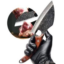 Cutelo Artesanal Inox Faca Brut Forge Cabo Madeira Ideal Para Presentear TB1931