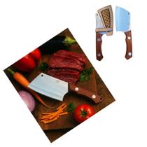 Cutelo Artesanal, Profissional para cozinha cabo de madeira em aço inox 420 + bainha em couro Cutelo Artesanal, Profissional para cozinha cabo de madeira em aço inox 420 + bainha em couro