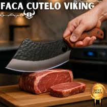 Cutelo Artesanal Viking Full Tang Faca Profissional para Carne