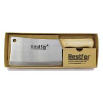 Cutelo em Aço Manganês Cabo Madeira 7" Full Tang Resistente - Bestfer