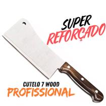 Cutelo Faca 7 Profissional Wood Cabo De Madeira Super Reforçado Machadinha Açougueiro Cutelo Faca 7 Profissional Wood Cabo De Madeira Super Reforçado Machadinha Açougueiro