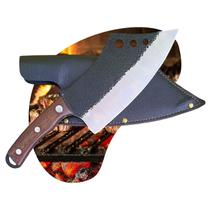 Cutelo Faca Forjado Rustico Artesanal Black Com Bainha Para Churrasco Camping Sobrevivência Pesca Carne