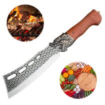 Cutelo Faca Grande Forjado Rustico Artesanal Dragão Churrasco Camping Sobrevivência Pesca Cutelo Faca Grande Forjado Rustico Artesanal Dragão Churrasco Camping Sobrevivência Pesca
