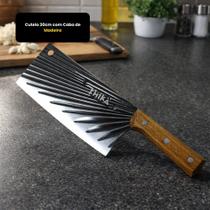 Cutelo Inox 30 Cm Cabo De Madeira Faca Profissional Cozinha Açougue Carnes Corte Preciso Resistente Durável Utensílio Culinário Moderno Ergonômico