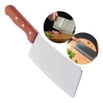 Cutelo Machadinha Cozinha Faca Churrasco Inox Cabo Madeira Cutelo Machadinha Cozinha Faca Churrasco Inox Cabo Madeira