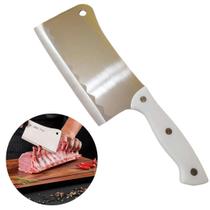 Cutelo Machadinha Inox 6 Polegada Profissional Chef Facão Cozinha Açougueiro Cabo Branco Churrasco C