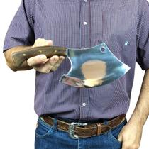 Cutelo machado 29cm prata artesanal lâmina inox cabo madeira detalhe rustico + bainha couro para cozinha churrasco caça Cutelo machado 29cm prata artesanal lâmina inox cabo madeira detalhe rustico + bainha couro para cozinha churrasco caça