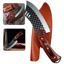 Cutelo Rústico Forjado Corta Carne e Ossos P/ Churrasco, Pesca Com Bainha TB092149 TB092150 TB092052