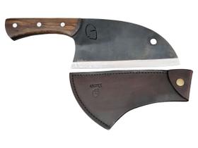 Cutelo Sérvio Elmo Inox Brut Forge Madeira 8 Pol Bainha