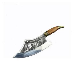 Cutelo Tigre Com bainha Ideal Para Cortar Ossos Carne Peixe Cor Marrom claro Cutelo Tigre Com bainha Ideal Para Cortar Ossos Carne Peixe Cor Marrom claro