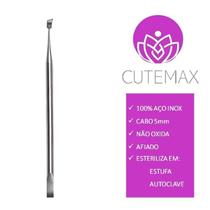 CUTEMAX - Empurrador de Cuticulas com Espátula em Aço Inox - Profissional Podologia Manicure - 31