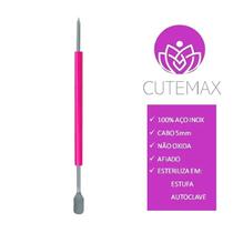 CUTEMAX - Espátula com Palito em Aço Inox C/ Silicone - Profissional Podologia Manicure - 108