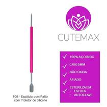 CUTEMAX - Espátula com Palito em Aço Inox C/ Silicone - Profissional Podologia Manicure - 108 CUTEMAX - Espátula com Palito em Aço Inox C/ Silicone - Profissional Podologia Manicure - 108