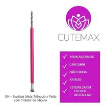 CUTEMAX - Espátula Triângulo com Palito em Aço Inox C/ Silicone - Profissional Podologia Manicure - 104