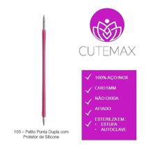 CUTEMAX - Palito Ponta Dupla em Aço Inox C/ Silicone - Profissional Podologia Manicure - 105 CUTEMAX - Palito Ponta Dupla em Aço Inox C/ Silicone - Profissional Podologia Manicure - 105