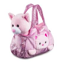 Cutie Handbag Rosa Com Gatinho De Pelúcia Fofo E Bolsa Fashion Para Crianças