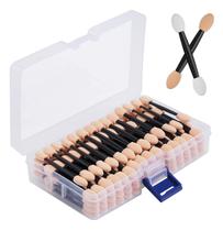 Cuttte 120PCS Descartáveis Dual Sides Eye Shadow Sponge Aplicaators com recipiente, 2,44' comprimento escovas de sombra aplicadora de maquiagem