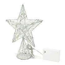CVHOMEDECO. White Tree Top Star com luzes LED brancas quentes e temporizador para enfeites de Natal e decoração sazonal natalina, 8 x 10 polegadas