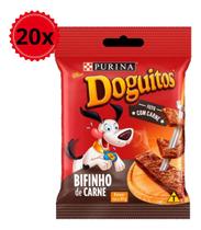 Cx 20 Petiscos Para Cães Doguitos Bifinho De Carne 65g Purina Nestlé Cx 20 Petiscos Para Cães Doguitos Bifinho De Carne 65g Purina Nestlé