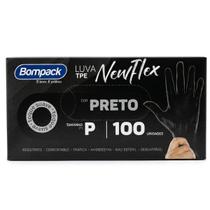 Cx Luva De Vinil Sem Pó Descartável 100 Unid Bompack Tamanho P Estética Hipoalergênicas Preto