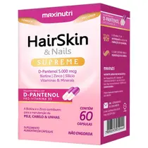 D Pantenol Biotina Zinco Silício Vitaminas e Minerais HairSkin e Nails Supreme Maxinutri D Pantenol Biotina Zinco Silício Vitaminas e Minerais HairSkin e Nails Supreme Maxinutri