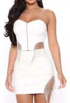 D2501-Conjunto Festa Balada Sexy Franjas Saia Curto Cropped Jl376