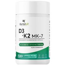 D3 2000UI + Vitamina K2 (Menaquinona-7), 120 Cápsulas, 4 meses, Ação Combinada, Fortalvit D3 2000UI + Vitamina K2 (Menaquinona-7), 120 Cápsulas, 4 meses, Ação Combinada, Fortalvit